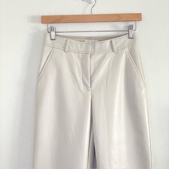 Aritzia Babaton Command Pant Vegan Leather Straight Leg Trouser Matte Pearl 0 XS - Picture 7 of 14